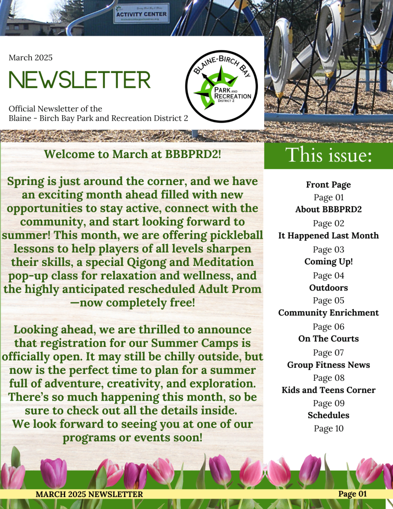 Newsletter – Blaine-Birch Bay Park and Recreation District 2