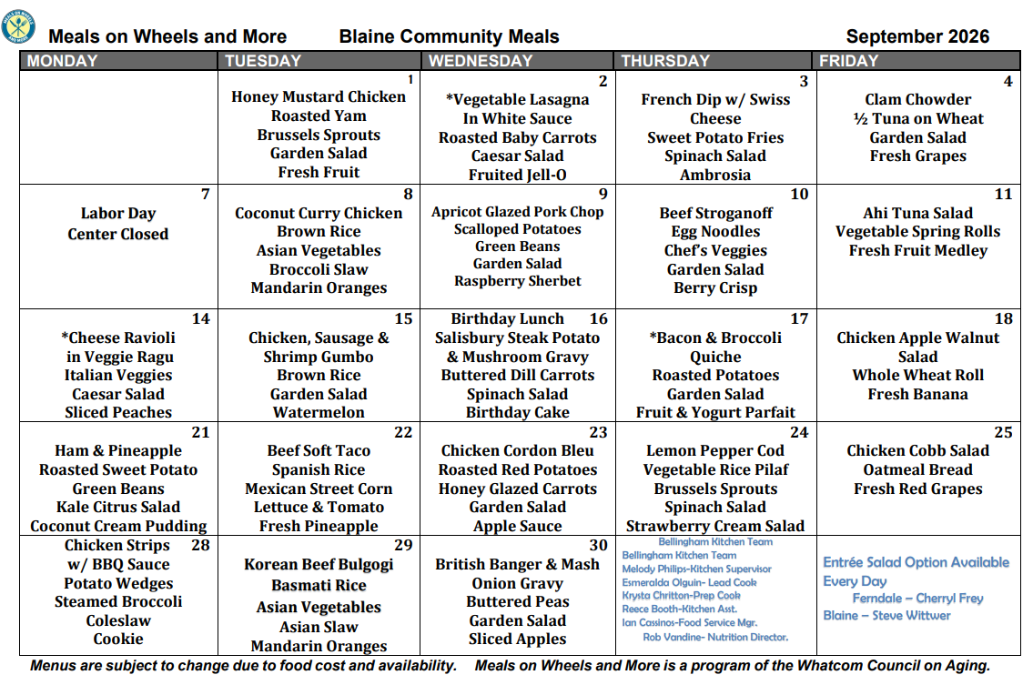 September menu